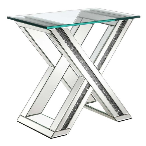 Bonnie X-base Rectangle Glass Top End Table Mirror / CS-707787