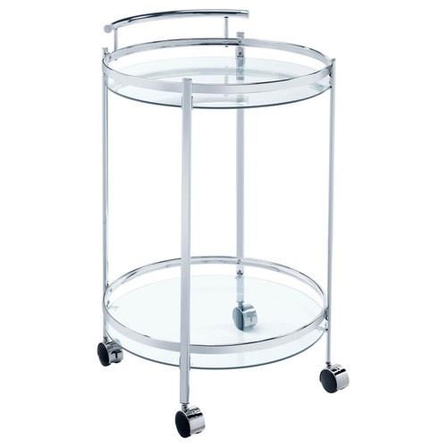 Chrissy 2-tier Round Glass Bar Cart Chrome / CS-181367