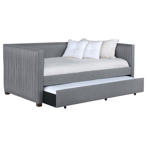Brodie Upholstered Twin Daybed with Trundle Grey / CS-300554