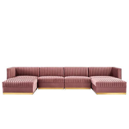 Sanguine 6-Piece Channel Tufted Performance Velvet Modular Sectional Sofa / EEI-5841