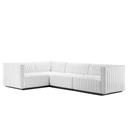 Conjure 4-Piece Channel Tufted Upholstered Fabric L-Shaped Sectional / EEI-5791