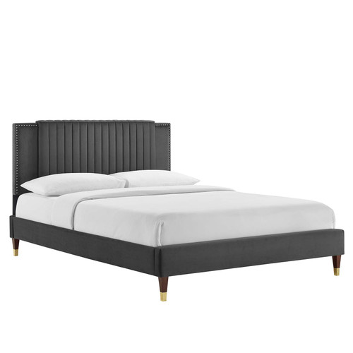 Zahra Channel Tufted Performance Velvet Full Platform Bed / MOD-6994