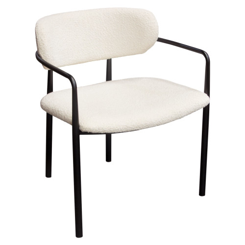 Set of (2) Skyler Dining Chairs in Ivory Boucle Fabric w/ Black Metal Frame / SKYLERDCIV2PK