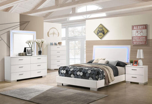 Felicity 5-piece Full Bedroom Set White High Gloss / CS-203500F-S5L