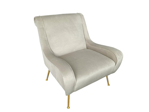 Ricci Upholstered Saddle Arms Accent Chair Stone and Gold / CS-903043