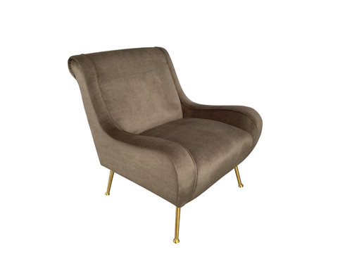 Ricci Upholstered Saddle Arms Accent Chair Truffle and Gold / CS-903044