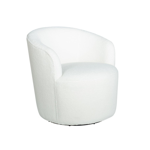 Joyce Upholstered Swivel Barrel Chair White / CS-905633