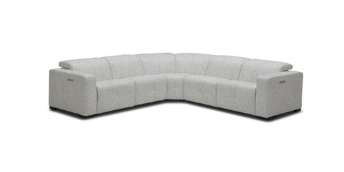 Divani Casa Beck- Contemporary White Fabric Sectional Sofa with 3 Recliners / VGKK-KM338H-W