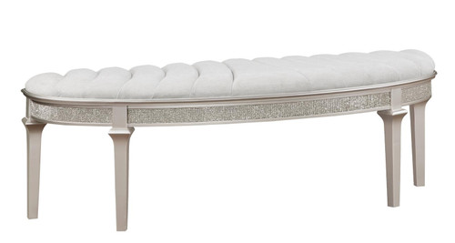 Evangeline Upholstered Demilune Bench Ivory and Silver Oak / CS-223396