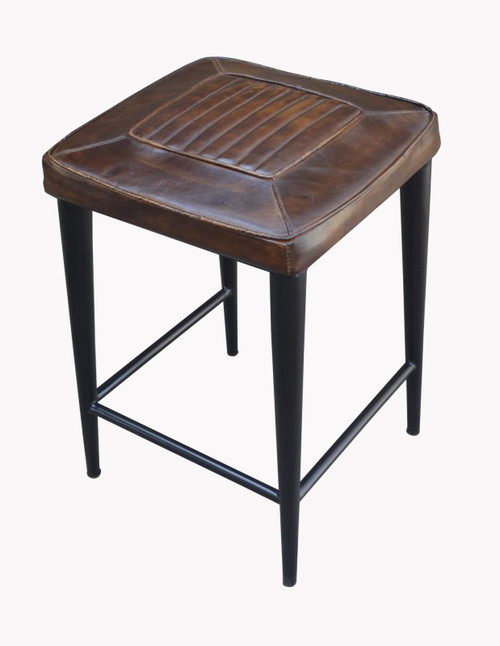 Alvaro Leather Upholstered Backless Counter Height Stool Antique Brown and Black (Set of 2) / CS-109078