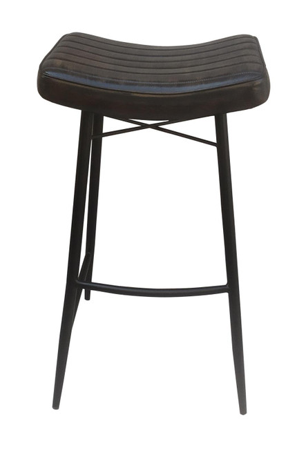 Bayu Leather Upholstered Saddle Seat Backless Bar Stool Antique Espresso and Black (Set of 2) / CS-109259