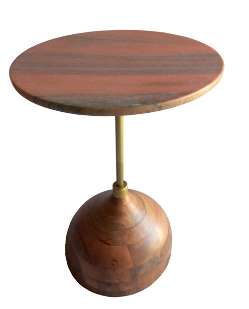 Colima Round Wood Top Side Table Peach / CS-930249