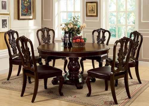 BELLAGIO Table + 6 Wooden Chairs / CM3319RT-7PC-WOOD