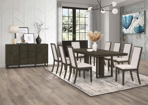 Kelly 7-piece Rectangular Dining Table Set Beige and Dark Grey / CS-107961-S7