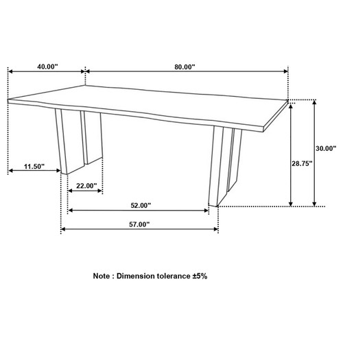 Bradshaw Rectangular Live Edge Dining Table Natural Acacia and Black / CS-115541