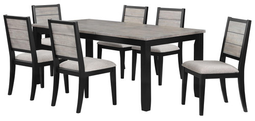 Elodie Rectangular Dining Table with Extension Grey and Black / CS-121221