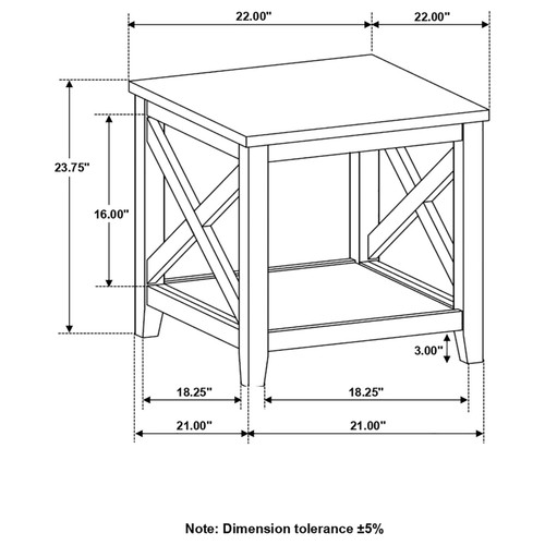 Maisy Square Wooden End Table With Shelf Brown and White / CS-708097