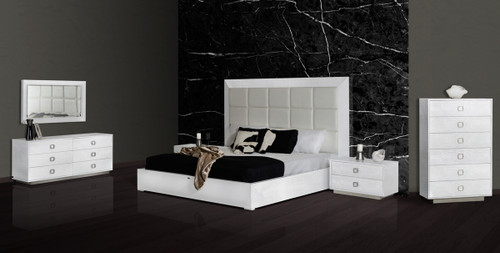California King A&X Victoria Modern White Crocodile Bedroom Set / VGUNVICTORIA-SET-WHT-CK