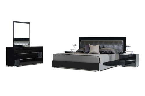 California King Modrest Grace Italian Modern Black Bedroom Set / VGACGRACE-SET-BLK-CK