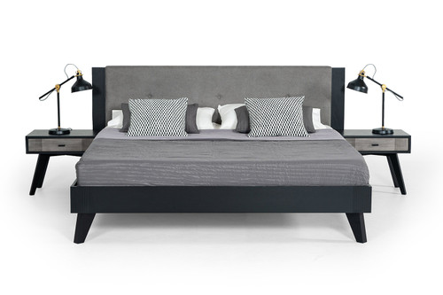 Eastern King Nova Domus Panther Contemporary Grey & Black Bed / VGMABR-77-BED-EK