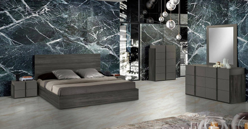 Full Nova Domus Lucia - Italian Modern Matte Grey / Elm Grey Bedroom Set / VGACLUCIA-SET-CK