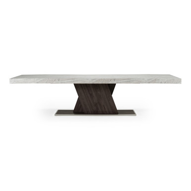 Cairo - Italian Modern Faux Marble & Pecan Elm Extendable Dining Table ...