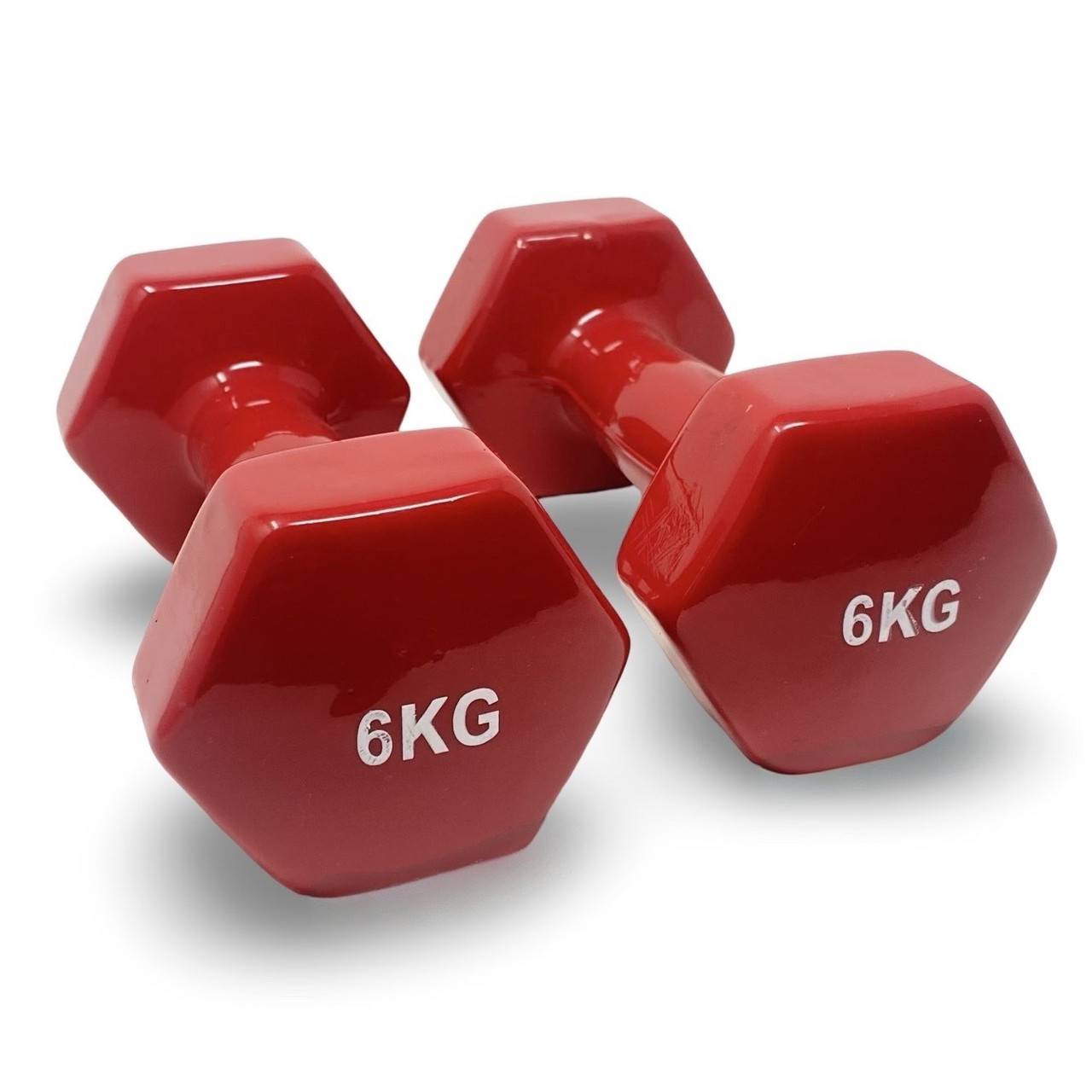 Hexagon Vinyl Dumbbells - 6 kg x 2 pcs