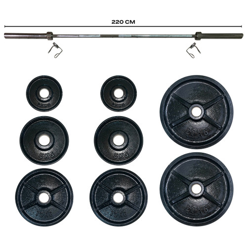 Adjustable Olympic Barbell Weight Set - 86 kg
