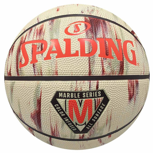 Spalding Marble Pearl/Coffee/Scarlet Rubber Basketball - Size 5