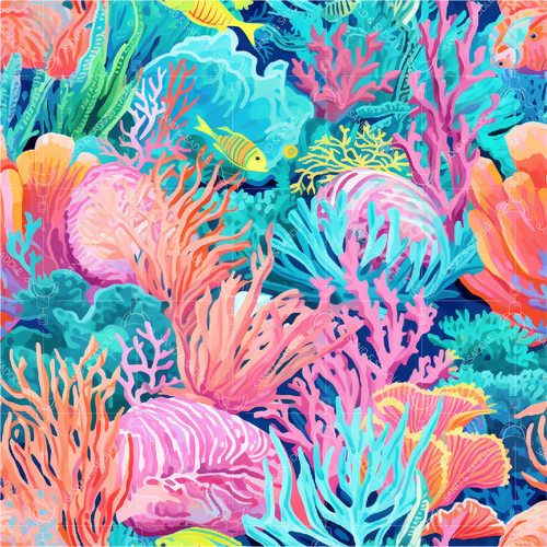Colorful Coral Garden Seamless Pattern - Digital Download