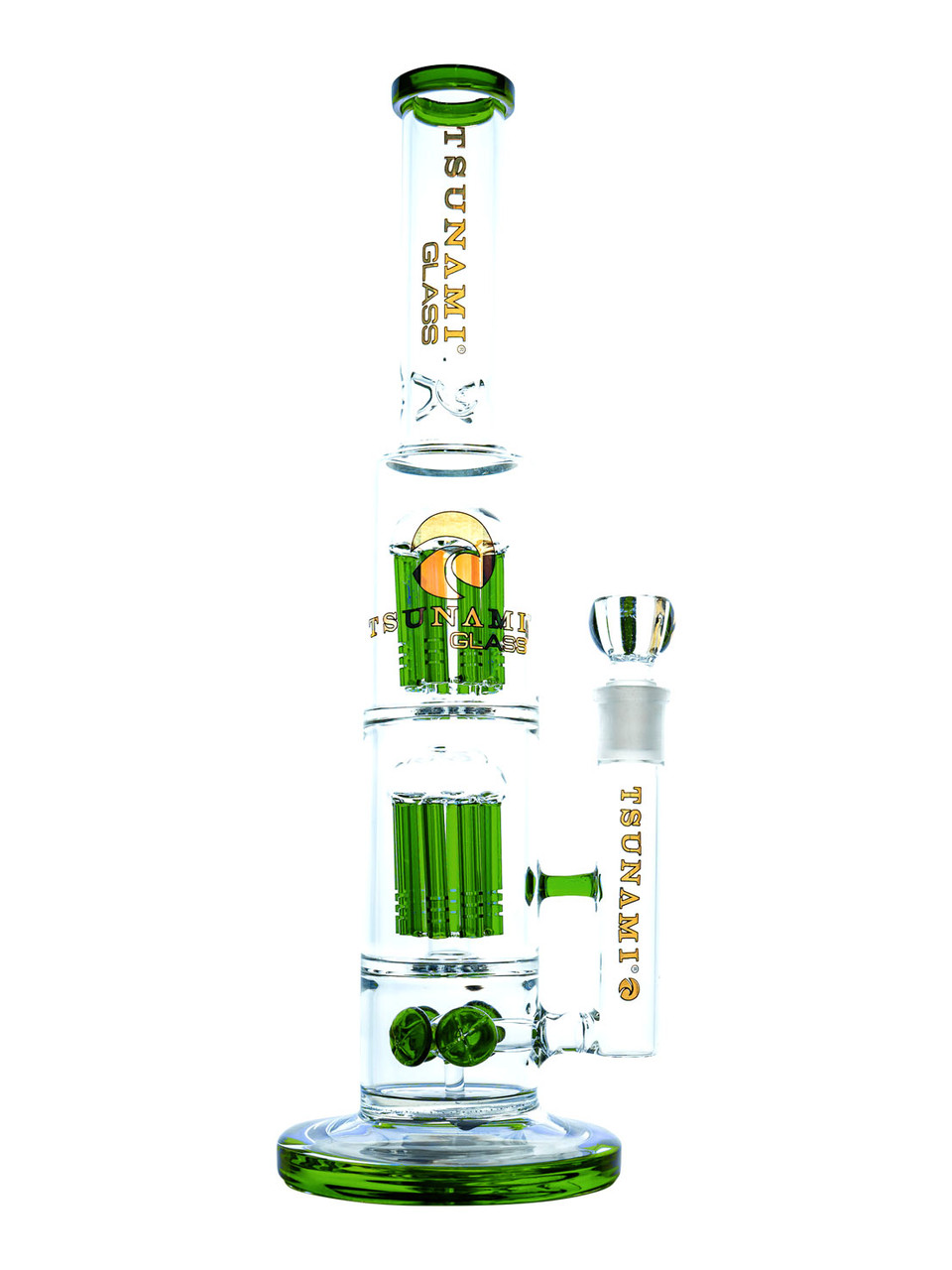 Tsunami Glass WP-10091 Green Water Pipe | 15