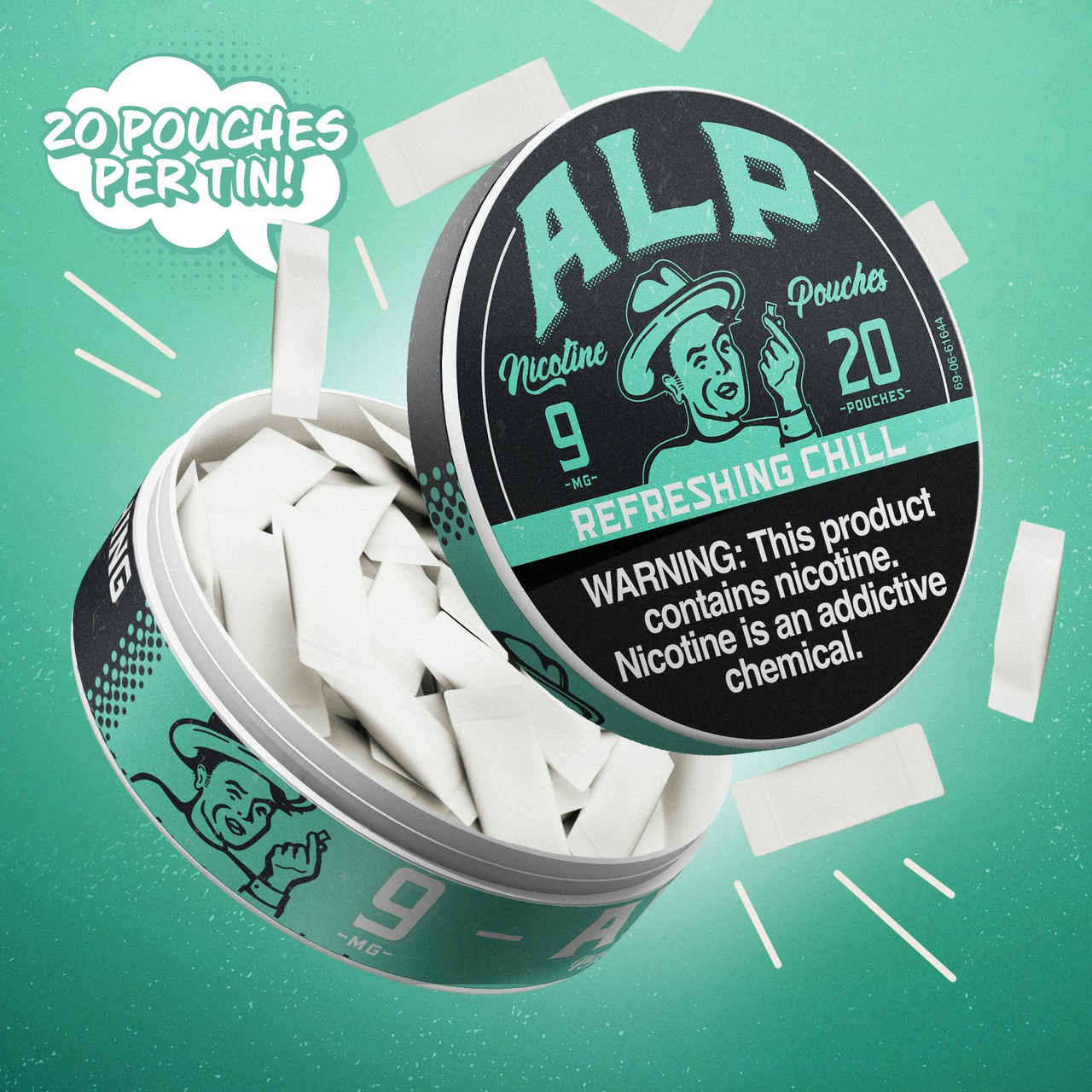 alps tobacco pouches Spearmint Nicotine Smooth and electric with a menthol finish that hits like an Alaskan hurricane Flavored Nicotine Pouches - Top