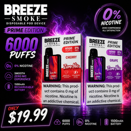 Breeze Prime 0% Nicotine Disposable Cherry and Grape