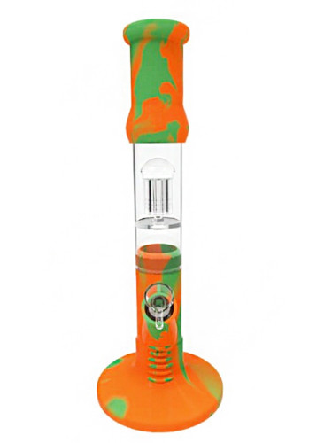 NEU Silicone Water Pipe 15″ Green Orange