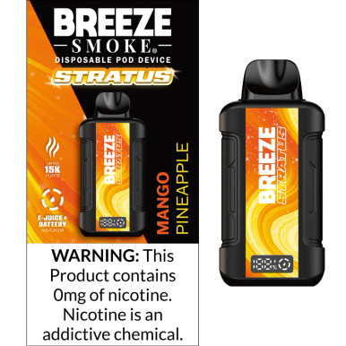 Breeze Stratus 0% nicotine disposable in Mango Pineapple