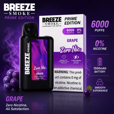 Breeze Prime 0% nicotine disposable in Grape