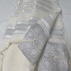 Tashbetz Lite White-Satin-Silver Nonslip Tallit