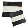 Leather Tallit Bag in Brown & Cream with Gray Anaconda Panels