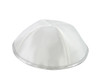 White Satin Kippah with Silver