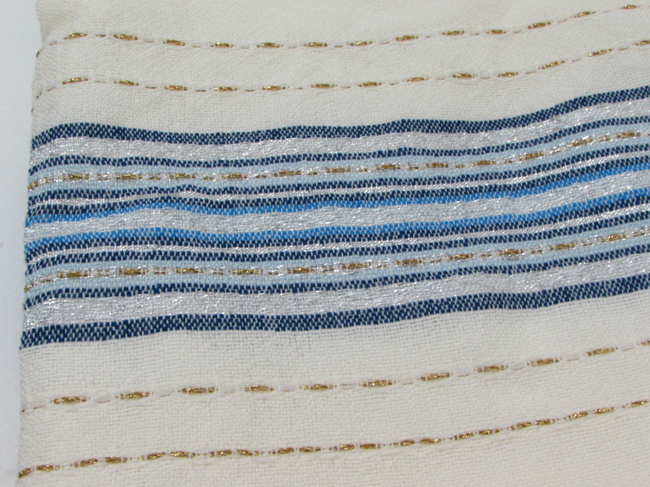Handwoven Blue-Gold Wool Tallit Bag