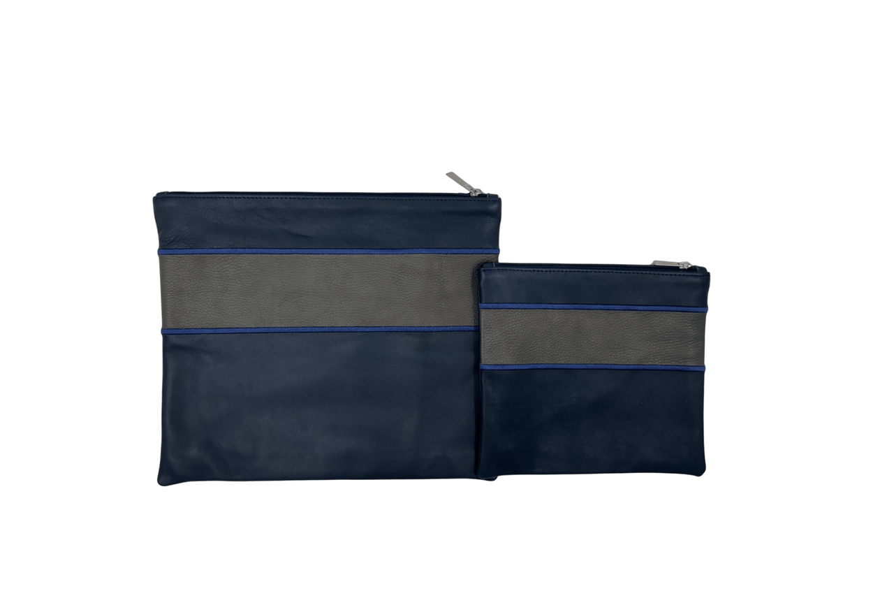 Blue-Gray Leather Tallit Clutch Bag