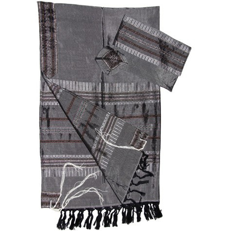 【美品】SHE Tokyo Gabriel Silk Wool size:38 Gray, Silver & Burgundy Tallit