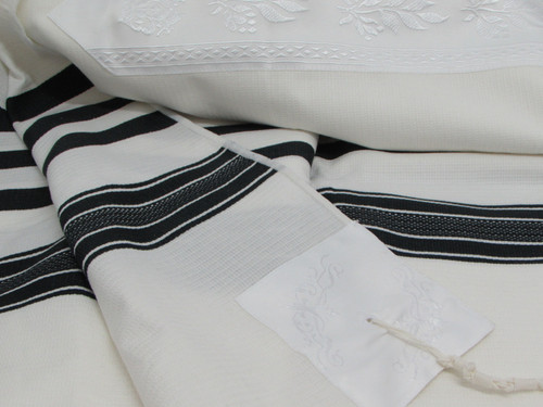 Black-Striped Traditional Cotton Tallit