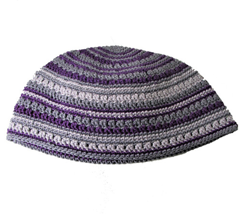 Deep-Fit Purple-Gray Knitted Kippah
