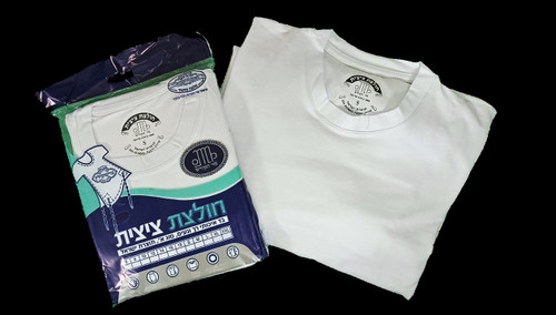 White TzitzShirt with Sephardic Tzitzit - M