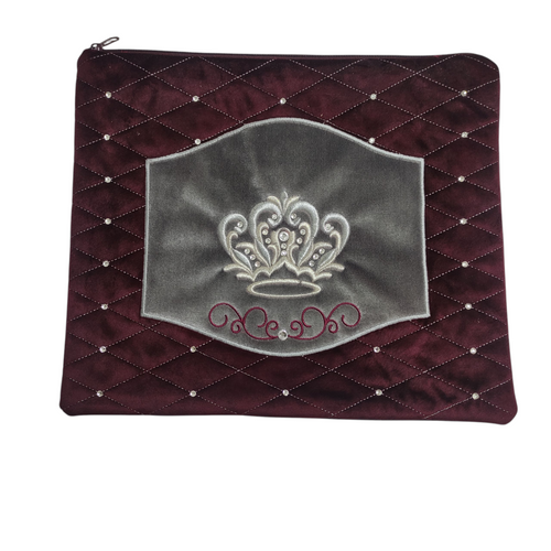 Maroon & Gray Beaded Tallit Bag