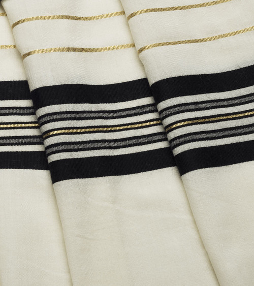 Black-Gold Traditional Wool Tallit, size 55