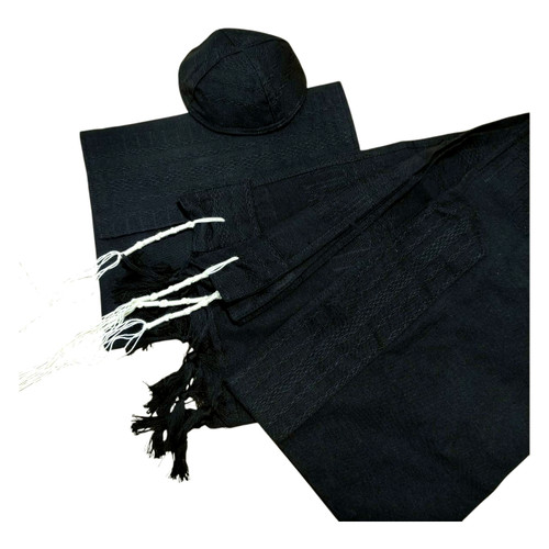 Jet Black Handwoven Tallit