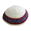 Blue & Burgundy Magen David Embroidered Kippah