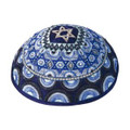 Magen David Blue Embroidered Kippah